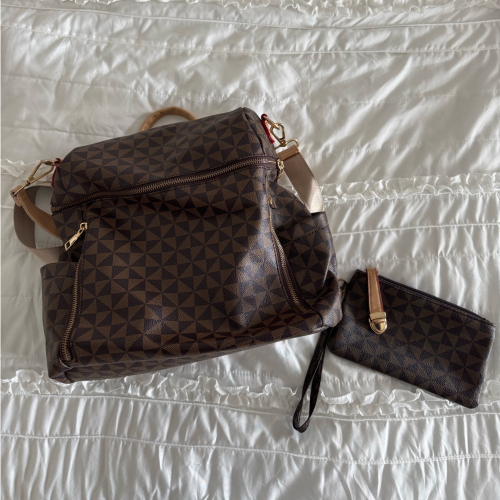 Brown Geometric Patterned Women's Bag